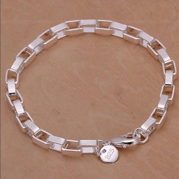 STERLING SILVER BOX CHAIN LINK MATCHING NECKLACE BRACELET SET - Picture 2 of 5